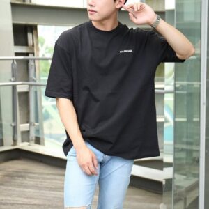 발렌시아가 프론트 엔 백 레터링 티셔츠