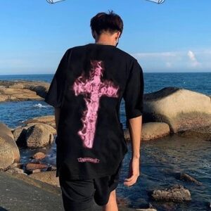 크롬하츠 파이어 십자가 티셔츠