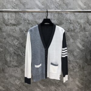 톰브라운 더블 울 오프화이트 블록컬러 5버튼 가디건