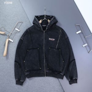발렌시아가 빈티지 피그먼트 워싱 기모 후드 자켓