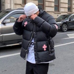 크롬하츠 십자가 패치 후드 패딩