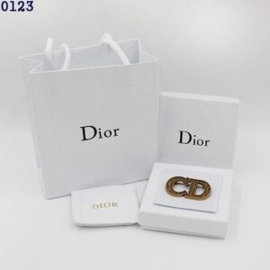 디올 CD 로고 골드 브로치