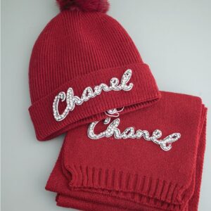 샤넬 [Chanel] 로고 니트 모자 목도리 윈터 세트