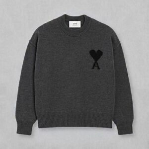 아미 드 꾀흐 블랙 하트 펠트 메리노 울 크루넥 스웨터