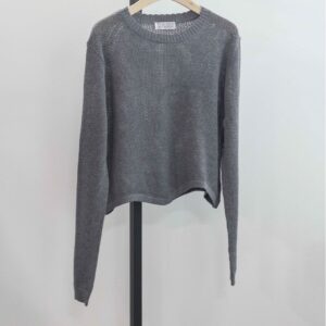 브루넬로쿠치넬리 [Brunello Cucinelli] 여성 그레이 크롭 니트