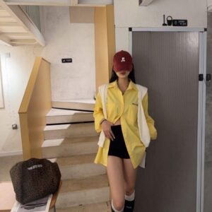 미우미우 자수 투포켓 셔츠 숄 세트