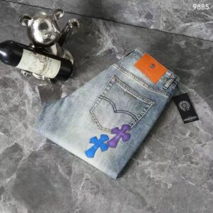 크롬하츠 가죽크로스 오렌지 패치 디스워싱진