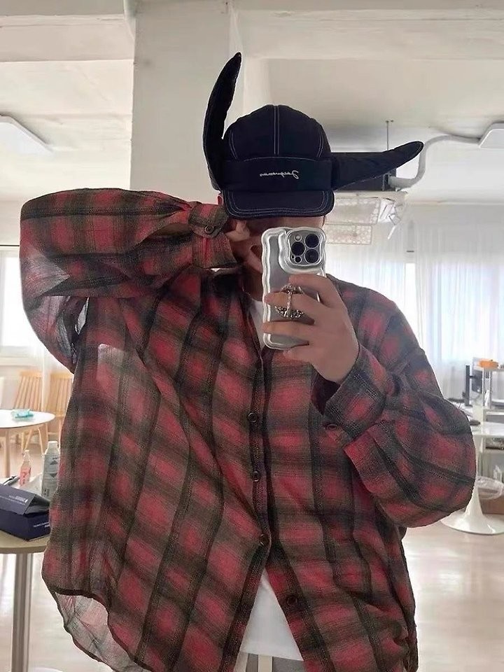 아워레가시 버로우드 텍스처 체크 셔츠