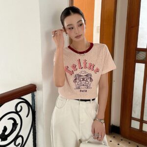 셀린느 링거넥 코튼 저지 레귤러 티셔츠