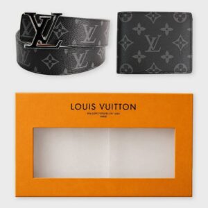루이비통 LV 모노그램 레더 벨트 & 모노그램 레더 반지갑 셋