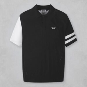 PXG 칼라 블록 니트 하이브리드 숏 슬리브 폴로 티셔츠