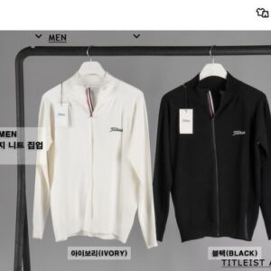 타이틀리스트 슬림 fit 골지 니트 집업