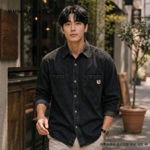 메종키츠네 프리미엄 워싱 셔츠 46